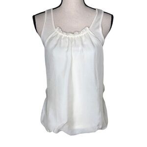 Club Monaco Cream Silk Chiffon Overlay Top